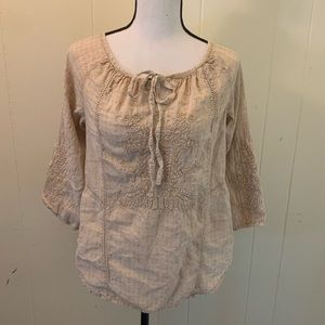 Romeo & Juliet Tan Boho Cotton Top Small